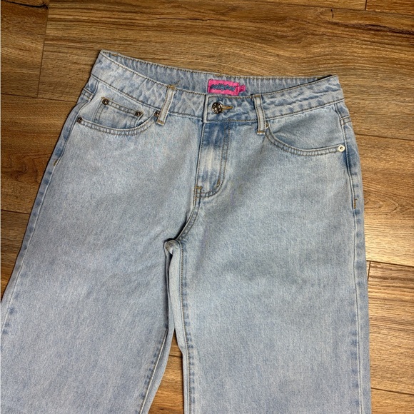 EDIKED Raelynn light Washed Low Rise wide leg Y2K Streetwear Skater Jeans - Picture 6 of 13